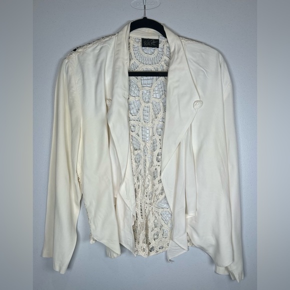 Wild Rose Jackets & Blazers - Vintage 90’s Wild Rose Cream Jacket with Lace Detail on the Back. Coquette.